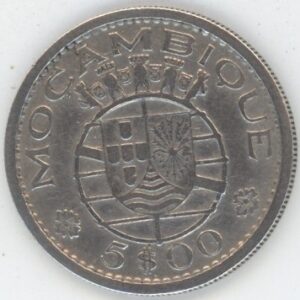 Mozambique Province d'outre-mer du Portugal 5 Escudos 1960 (ss+) en argent