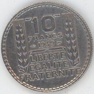 France 10 Francs 1939 Turin (ss) en argent
