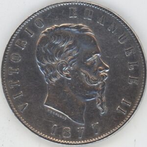 Italie 5 Lire 1877 R Vittorio Emanuele II (ss) en argent