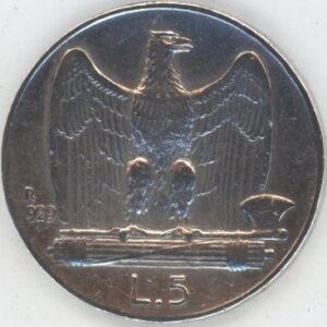 Italie 5 Lire 1929 R Vittorio Emanuele III (ss+) en argent
