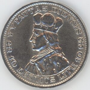 Lituanie 10 Litu 1936 Vytautas le Grand couronné (ss-vz) en argent