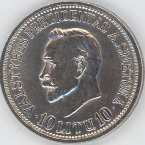 Lituanie 10 Litu 1938 20e anniversaire de la République de Lituanie (ss-vz) en argent