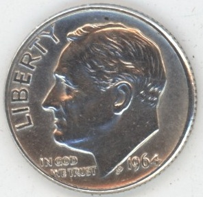 USA Roosevelt Dime 1964 D (ss) en argent