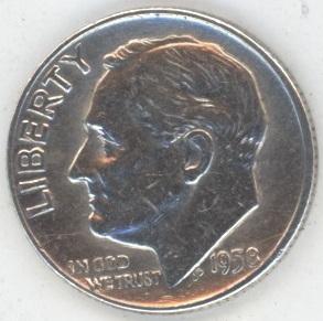USA Roosevelt Dime 1958 D (ss) en argent