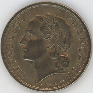 France 5 Francs 1945 C Lavrillier (ss) bronze-aluminium