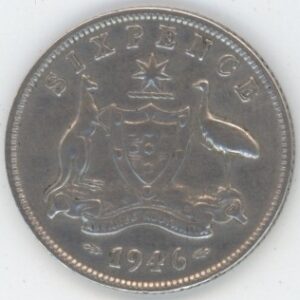 Australie 6 Pence 1946 George VI (ss) en argent