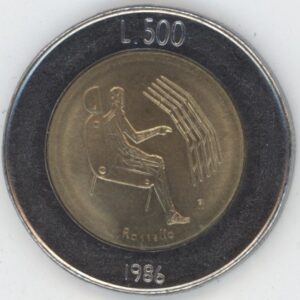 San Marino 500 Lire 1986 R homme avec ordinateur (vz-unz)