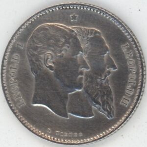 Belgique 1 Franc 1880 Leopold I et Leopold II 50e anniversaire de l'indépendance (ss-vz) en argent