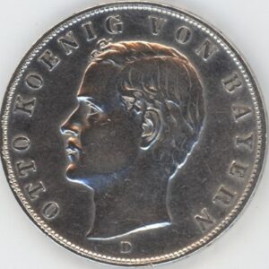Germany Bavière 3 Mark 1910 D Otto (ss) en argent