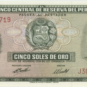 Pérou 5 Soles de Oro 1974 Neuf