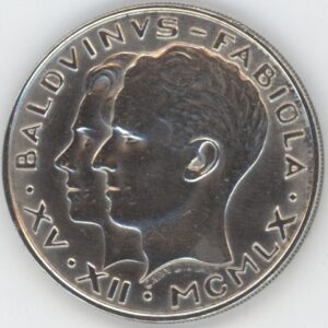 Belgique 50 Francs 1960 Mariage du Roi Baudouin et de la Reine Fabiola (ss+) en argent