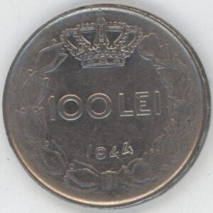 Roumanie 100 Lei 1944 Mihai I (ss+) Fer plaqué nickel