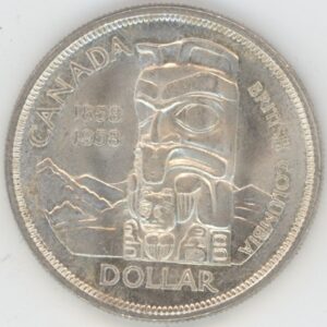 Canada 1 Dollar 1958 Élisabeth II Colombie-Britannique (vz) en argent