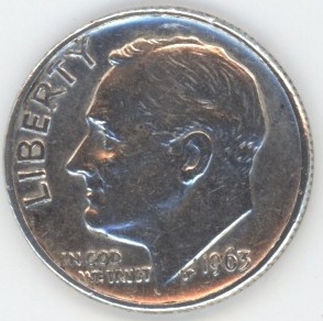 USA Roosevelt Dime 1963 (ss) en argent