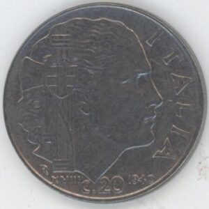 Italie 20 Centesimi 1940 R XVIII Victor Emmanuel III magnétique, striée (vz)
