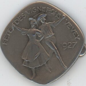 Médaille insigne Fête des Vignerons Vevey 1927 (ss)