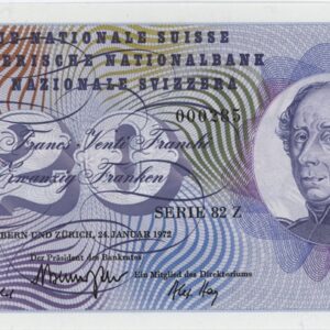 20 Francs 1972 (Général Dufour) presque Neuf