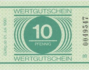 DDR Bon d'Achat de Prison 10 Pfennig 1990