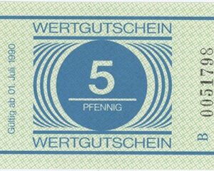 DDR Bon d'Achat de Prison 5 Pfennig 1990
