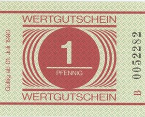 DDR Bon d'Achat de Prison 1 Pfennig 1990