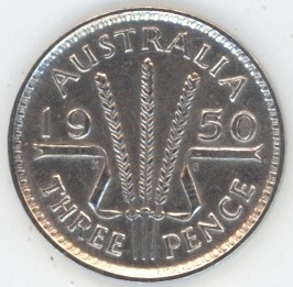 Australie 3 Pence 1950 George VI (vz) en argent