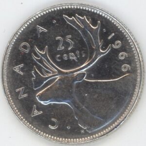 Canada 25 Cents 1966 Elizabeth II (ss+) en argent