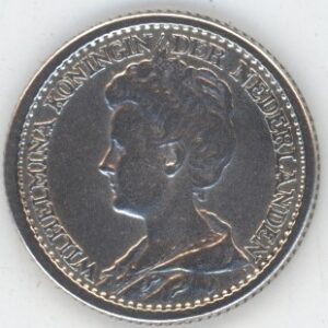 Pays-Bas 25 Cents 1917 Wilhelmina I (ss-vz) en argent