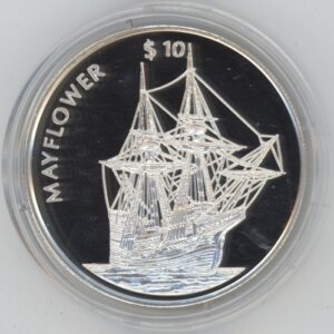 Liberia 10 Dollars 1999 Mayflower (unz) en argent