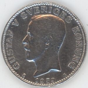 Suède 1 Krona 1939 G Gustaf V (ss) en argent
