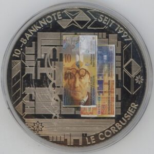 Médaille Billet de Banque le Corbusier (unz) grand module (54gr)