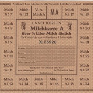 Germany Berlin Carte alimentaire de lait (env. 1945)