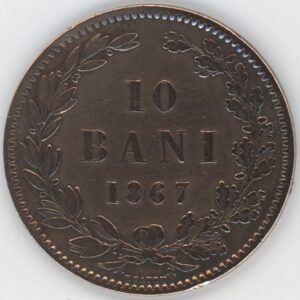 Roumanie 10 Bani 1867 HEATON Carol I (s-ss)