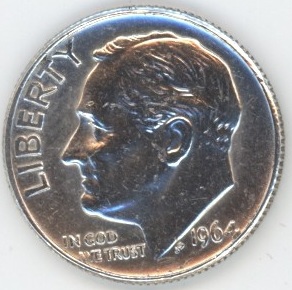 USA Roosevelt Dime 1964 (ss) en argent