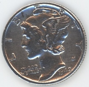 USA Mercury Dime 1942 (ss) en argent