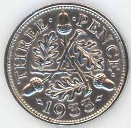 Grande-Bretagne 3 Pence 1933 George V (vz) en argent