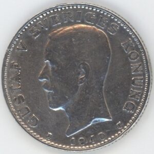 Suède 1 Krona 1940 G Gustaf V (s-ss) en argent