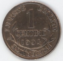 France 1 Centimes 1904 Daniel Dupuis (ss)