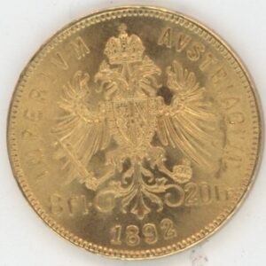 Autriche 8 Florins- 20 Francs 1892 François Joseph Ier (vz-unz)