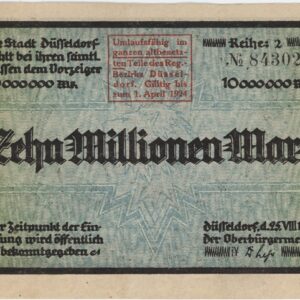 Germany Düsseldorf 10 Millionen Mark 1923