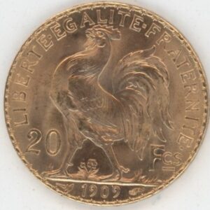 France 20 Francs OR 1909 Marianne Coq (vz+)