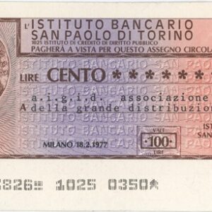 Italie Banca San Paolo Di Torino 100 Lire 1977