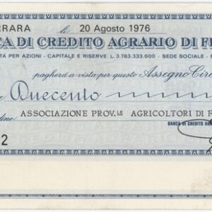 Italie Banca Di Credito Agrario Di Ferrara 200 Lire 1976
