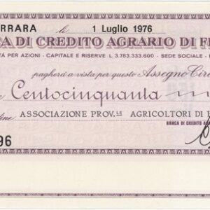 Italie Banca Di Credito Agrario Di Ferrara 150 Lire 1976