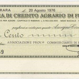 Italie Banca Di Credito Agrario Di Ferrara 100 Lire 1976