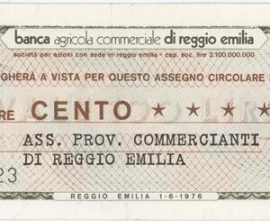 Italie Banca agricola commerciale di Reggio Emilia 100 Lire 1976