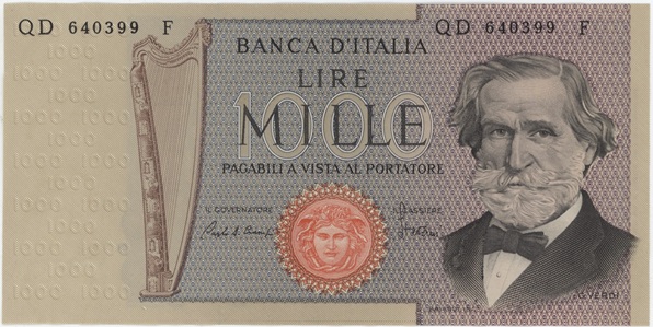 Italie 1000 Lire 1969 Verdi