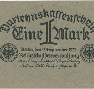 Germany Darlenskassenschein 1 Mark 1922