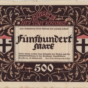 Germany Konstanz Am Bodensee 500 Mark 1922