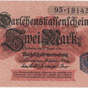 Germany Darlenskassenschein 2 Mark 1914