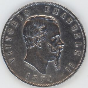 Italie 5 Lire 1874 M BN Vittorio Emanuele II (ss) en argent
